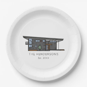 Modern New Home Housewarming Party Paper Plate
