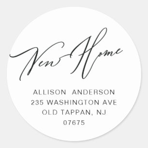 Modern New Home Return Address Classic Round Stick Sticker
