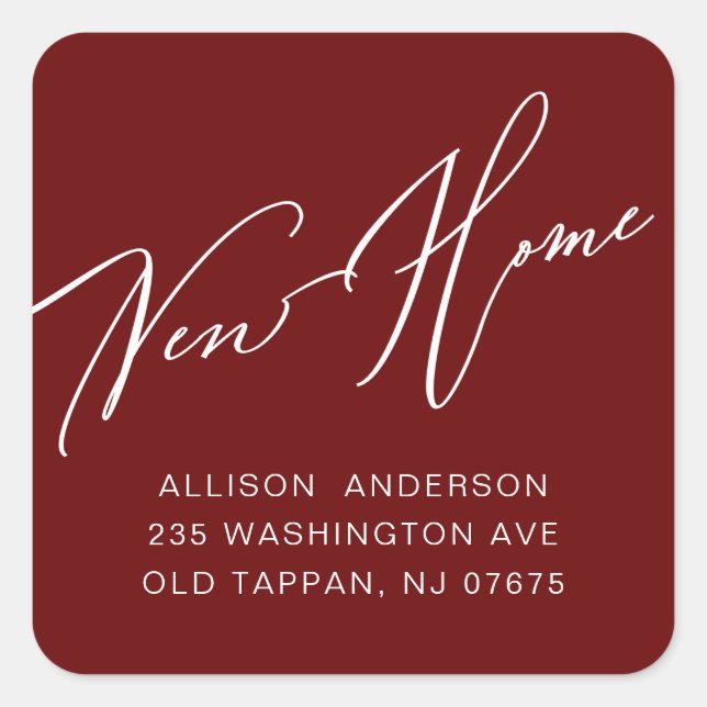 Modern New Home Return Address Square Sticker (Front)