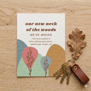 Modern New Neck of the Woods Boho New Address  Announcement Postcard