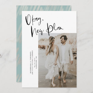Modern New Plan Change Date Wedding Save The Date