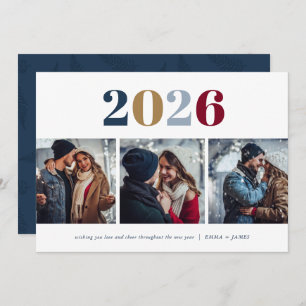 Modern New Year   3 Photo Holiday Card