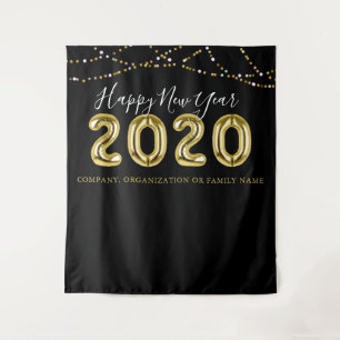 Modern NEW YEAR Black Gold Photo Backdrop Tapestry
