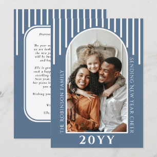Modern New Year Cheer Photo Card Message on Back