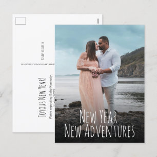 Modern New Year New Adventures Maternity Photos Holiday Postcard