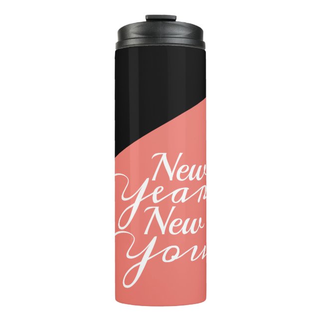 Modern New Year New You Colour Block Coral Thermal Tumbler (Front)