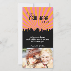 MODERN NEW YEAR PHOTOCARD :: cityscape P3 Holiday Card