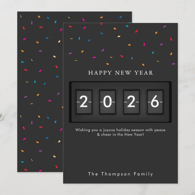 Modern New Year Simple Countdown Confetti (Front/Back)