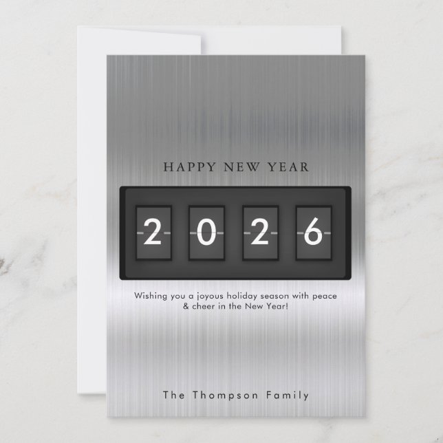 Modern New Year Simple Countdown Silver (Front)