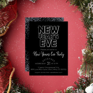 Modern New Year's Eve Party  Foil Holiday Card
