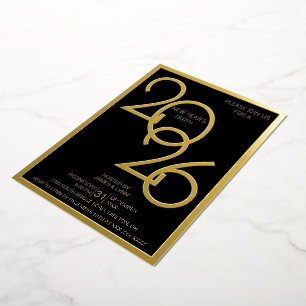 Modern New Year's Eve Party Foil Invitation