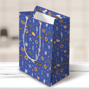Modern New York City Pattern Blue Medium Gift Bag