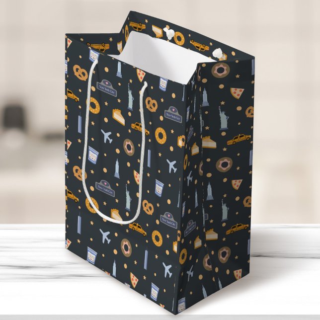Modern New York City Pattern Space Grey Medium Gift Bag (Creator Uploaded)