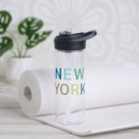 Modern New York Colourful Text Water Bottle<br><div class="desc">Modern New York Colourful Text design</div>