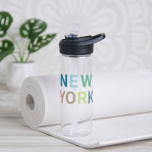 Modern New York Colourful Text    Water Bottle