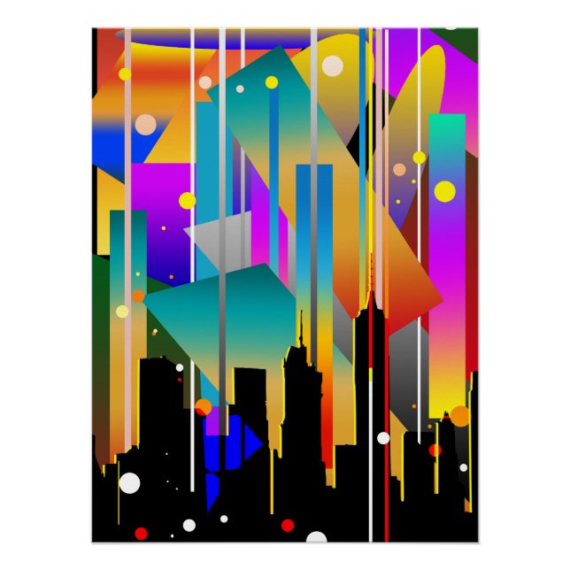 Modern New York Geometrical Shapes Abstract Poster (Front)