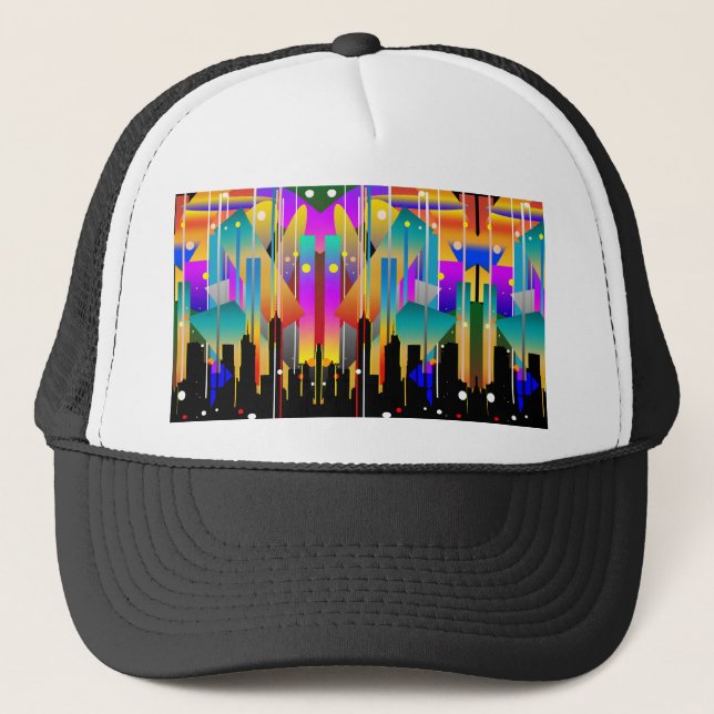 Modern New York Geometrical Shapes Abstract Trucker Hat (Front)