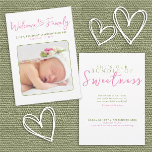 Modern Newborn Baby Girl Birth Announcement