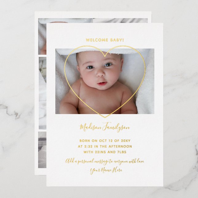 Modern Newborn Photos Birth Announcement (Front/Back)