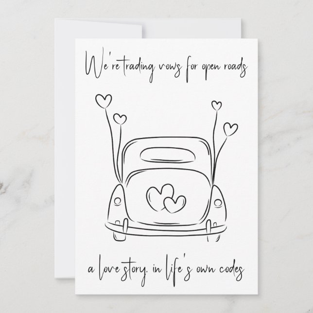 modern newlyweds elopement announcements (Front)