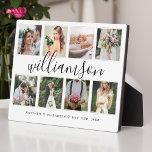 Modern Newlyweds Wedding Photo Collage Keepsake Plaque<br><div class="desc">Special personalized newlywed wedding photo collage plaque to display your own special wedding photos and memories. Our design features a simple 8 photo collage grid design with your last name designed in a beautiful handwritten black script style. Each photo is framed with a simple offset gold coloured border. Customize with...</div>