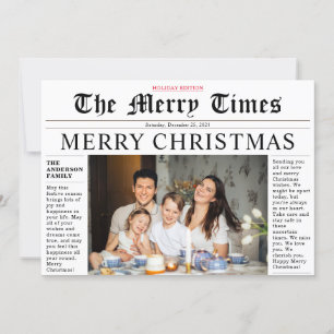 Modern Newspaper Merry Christmas Fun Photo Card