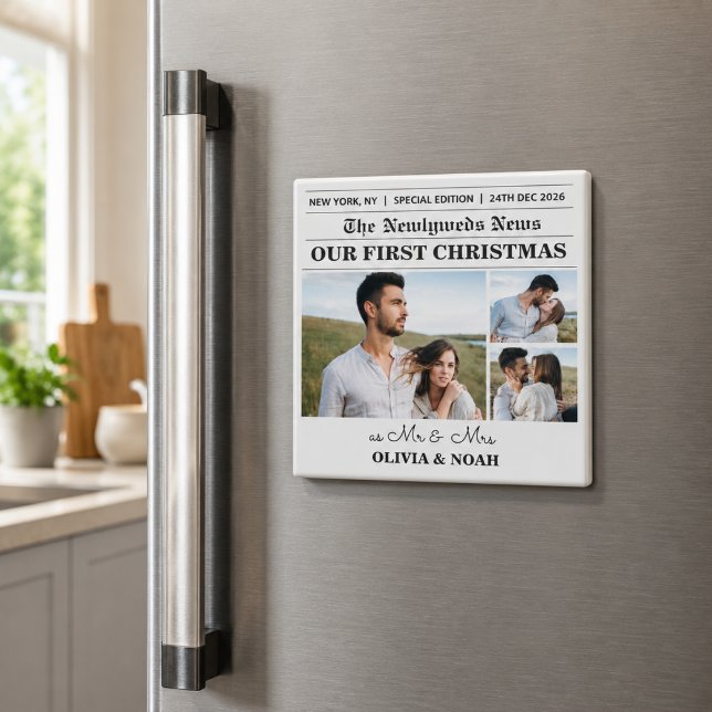 Modern Newspaper Newlyweds First Married Magnet (Creator Uploaded)