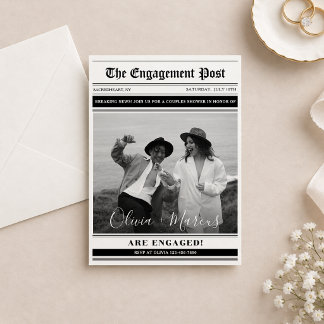 Modern Newspaper Photo Couple’s Shower Invitation