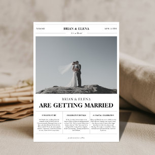 Modern Newspaper Style Photo Save the Date Wedding