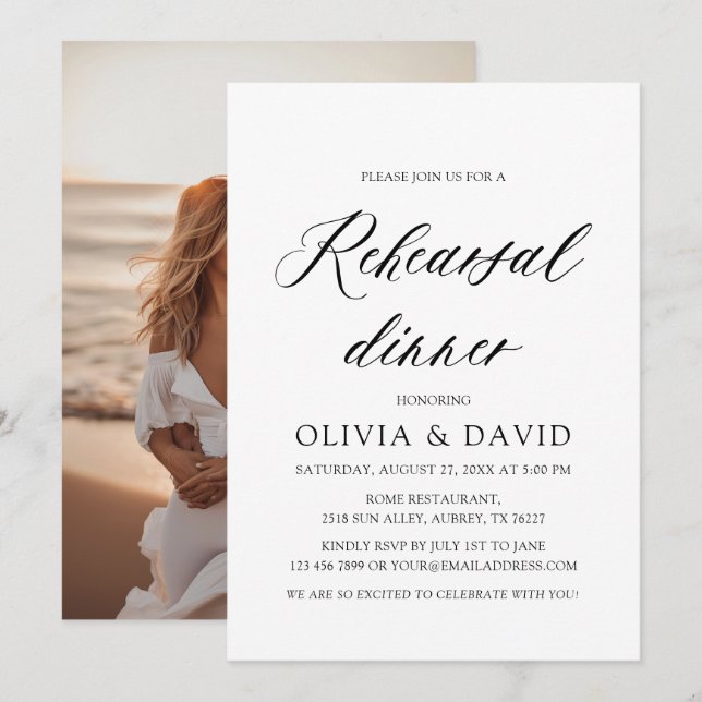 Modern Night Before Rehearsal Dinner Invitation (Front/Back)
