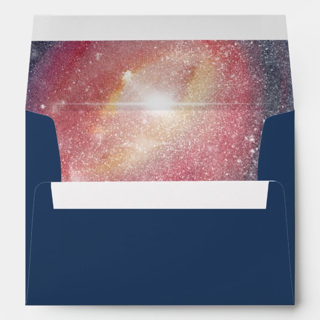 Modern Night Sky Galaxy Blue Purple Red Envelope (Back (Bottom))