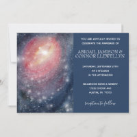 Modern Night Sky Galaxy Blue Purple Red Wedding