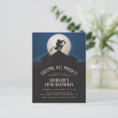 Modern Ninja on Roof Top Silhouette Birthday Party Invitation Postcard (Standing Front)