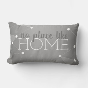 modern no place like home grey and white quote lumbar pillow