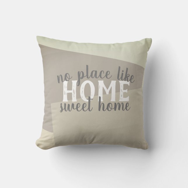modern no place like home grey and white quote throw pillow (Front)