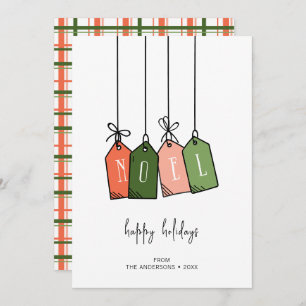 Modern Noel Happy Holidays Gift Tags Holiday Card