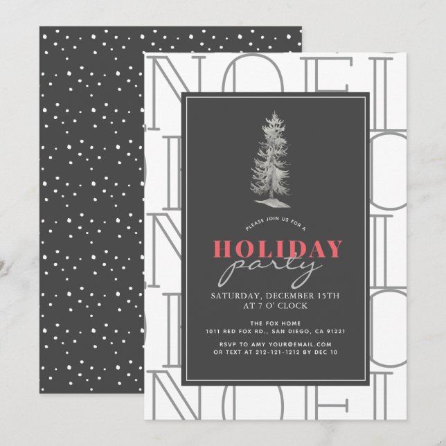 Modern NOEL Pattern White Christmas Holiday Party Invitation (Front/Back)