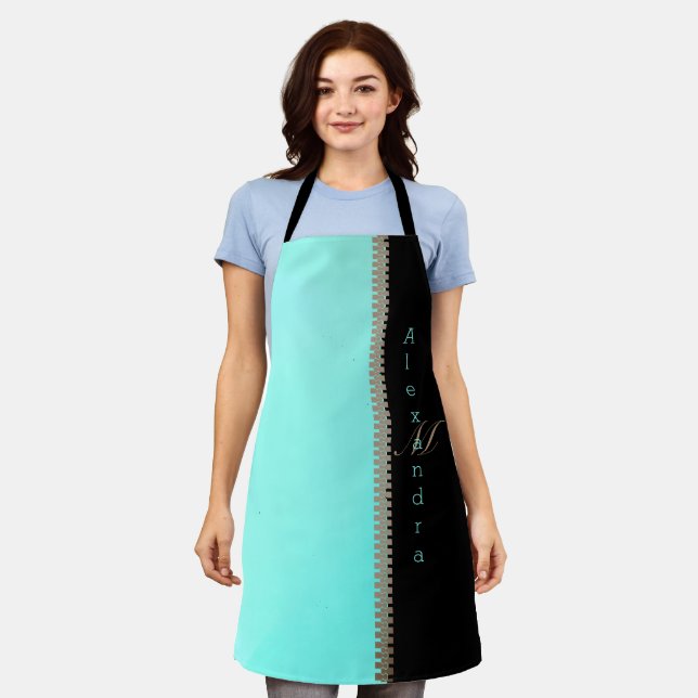 Modern noir lace and zipper illusion apron (Worn)