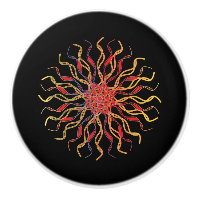 Modern & Non-traditional Mandala in Multicolored Ceramic Knob (Front)