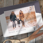 Modern Nordic Mountain Cabin Christmas Holiday Card<br><div class="desc">Design is composed of modern nordic style with mountain and cabins and trees. Add custom family or pet photo. Add family name and year.</div>