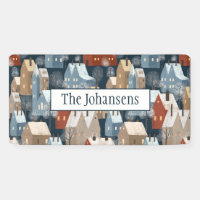 Modern Nordic Whimsical Scandi Winter Town Pattern