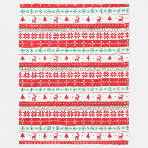 Modern Nordic Winter Christmas Holidays Pattern Fleece Blanket