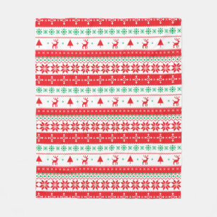 Modern Nordic Winter Christmas Holidays Pattern Fleece Blanket