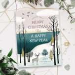 Modern Nordic Woodland Christmas | Peaceful Winter Holiday Postcard<br><div class="desc">Send heartfelt seasonal wishes with this beautifully illustrated woodland Christmas postcard. The peaceful winter forest scene features trees, a graceful deer, and birds in flight, all set in a soft, neutral colour palette. Inspired by Nordic simplicity and natural beauty, this minimalist design is perfect for those who love quiet, nature...</div>