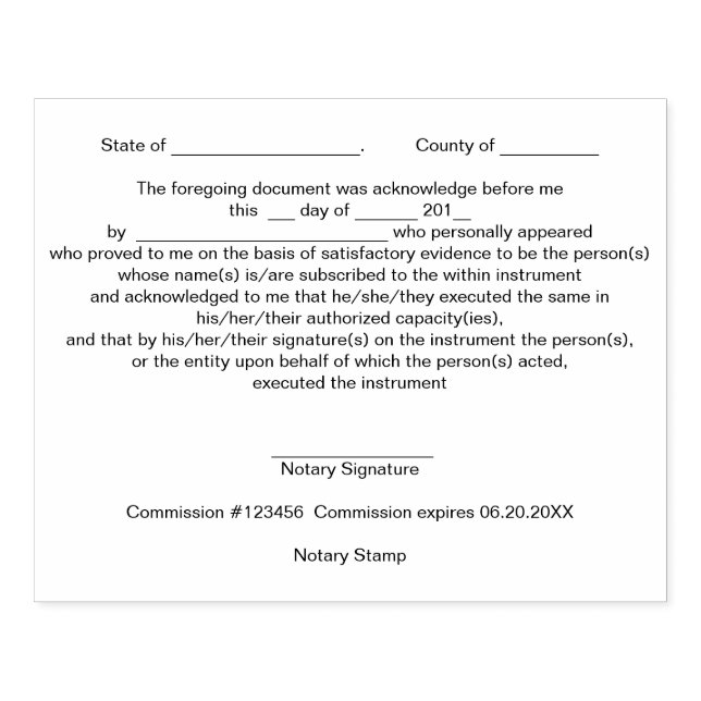 Modern notary public acknowledgement seal black rubber stamp (Imprint)