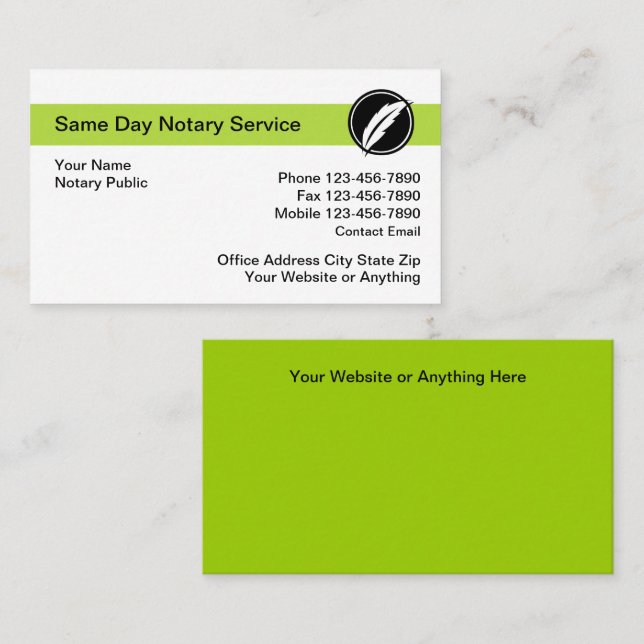 Modern Notary Public Bold Simple Business Card (Front/Back)