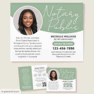 Modern Notary Public Photo QR Code Green Business Flyer