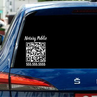Modern Notary Public Script Business QR Code Window Cling