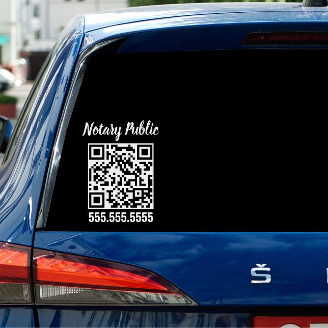 Modern Notary Public Script Business QR Code Window Cling (Creator Uploaded)