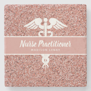 Modern Nurse Practitioner Rose Gold Personalized Stone Coaster